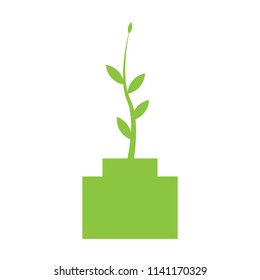 Simple tree icon with green leaves