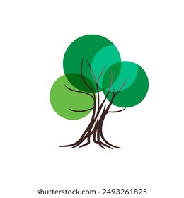 Simple tree icon, tree logo vector on white background.