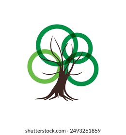 Simple tree icon, tree logo vector on white background.