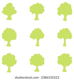 Simple tree icon set. environmental vector in flat style