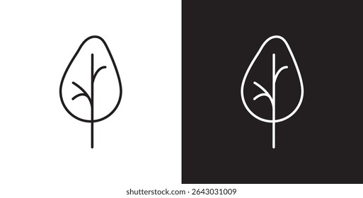 Simple tree icon. Treel vector illustration in transparent and black background. 