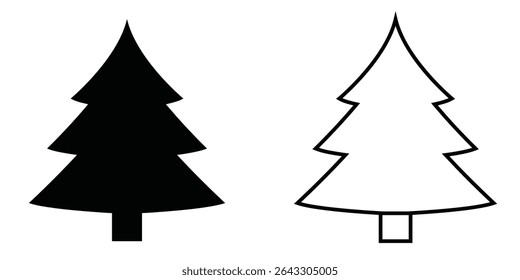 Simple tree icons showcasing black and white designs suitable for various creative projects