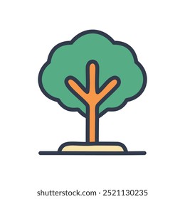 Simple tree illustration. Cartoon illustration of a tree with green foliage and brown trunk, representing growth and nature.