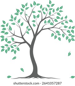 Simple Tree Illustration with Green Leave