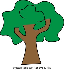 Simple Tree Illustration with Green Leaves and Brown Trunk for Environmental Education, Nature Icon, and Eco Concept Design