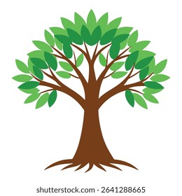 Simple Tree Illustration with Green Leaves and Brown Trunk