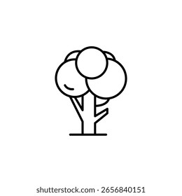 Simple Tree Illustration With Rounded Crown In Thin Line Style