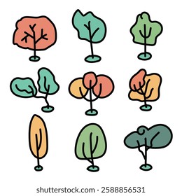 Simple tree illustrations for sticker and design