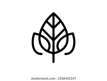 simple tree leaf logo design. concept element linear style symbol vector