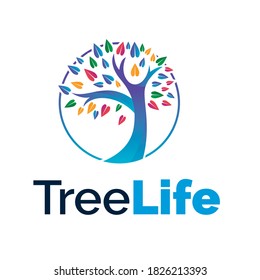 simple tree life logo concept template