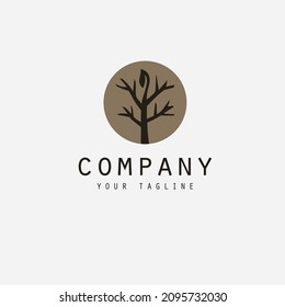 simple tree line art illustration logo design