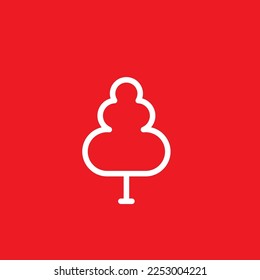 Simple tree line icon. Graphic resource template, vector illustration.
