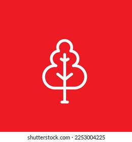 Simple tree line icon. Graphic resource template, vector illustration.