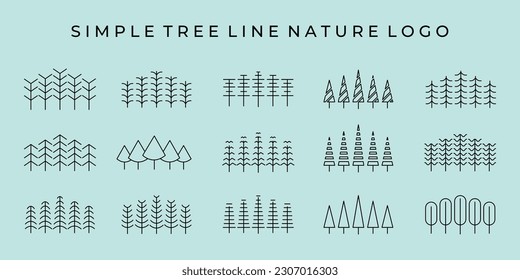 simple tree line nature logo vector illustration design art minimal minim forest simple icon symbol