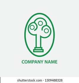 Simple tree logo design in green circles for companies or communities that are suitable, easily edited and customized