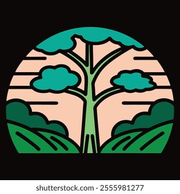 A simple tree logo vector illustration perfect for eco-friendly brands, businesses in nature, sustainability, or growth. Ideal for marketing, branding, and environmental design needs.