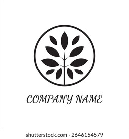 Logotipo de árvore simples dentro de um círculo, adequado para marca e empresas eco-friendly.