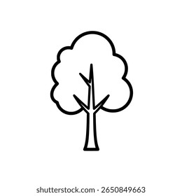 Simple tree outline icon. Minimalist nature, plant, or park symbol drawing.