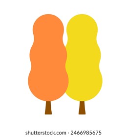 Simple tree with red leaves Flat vector isolated on white background