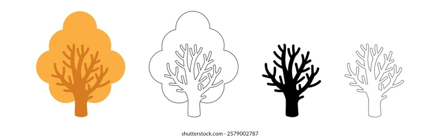 simple tree shape icon, tree silhouette, outlined tree, tree symbol
