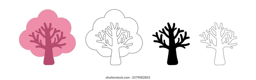 simple tree shape icon, tree silhouette, outlined tree, tree symbol