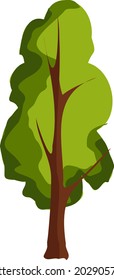 A simple tree silhouette icon. A tree with green foliage. A simple tree silhouette icon. Illustration of a flat tree icon on a white background.