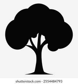 Simple Tree Silhouette In White Background. Black Tree Silhouette Icon. Tree Vector Illustration.