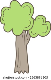 Simple tree sketch in doodle style. Vector Illustration.