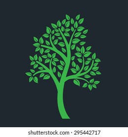 simple tree symbol isolated on dark background, vector illustration