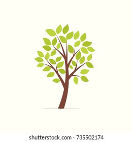 Simple tree vector icon. Clipart image isolated on white background