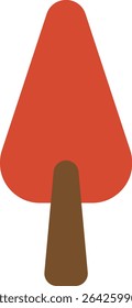 Simple Tree Vector Icon with Red Autumn Leaves