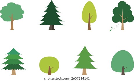 Simple tree vector illustration material set