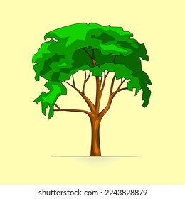 simple tree vector on yellow background 