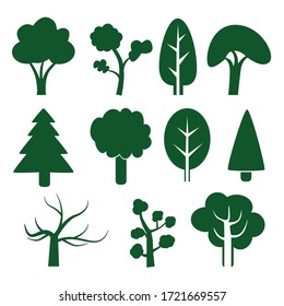 Simple Tree Vector Set - Green, Simple and Easy to Use