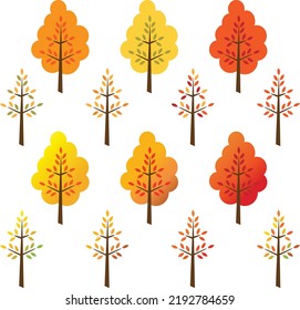 árboles simples con colores otoñales ilustraciones vectoriales