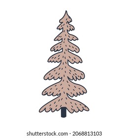 Simple trees in beige color. Doodle trees.
