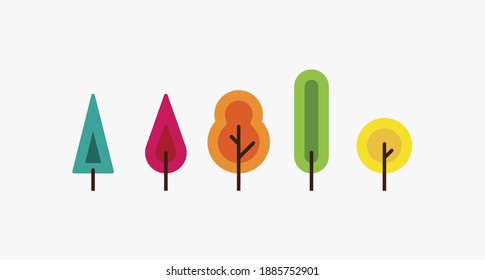 Simple trees minimalist vector flat illustration