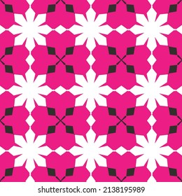 Simple Trellis Retro Geometric Monochrome Style Vector Tile Seamless Pattern Elegant Colors Minimal Concept Fuchsia Background