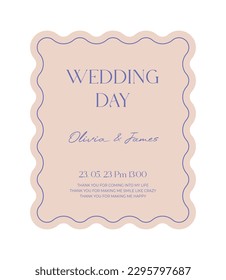 Tarjeta simple y de moda, invitación, gráfico de diseño de panel conjunto en marco. matrimonio, boda, plantilla de tarjeta de invitación para fiesta. 