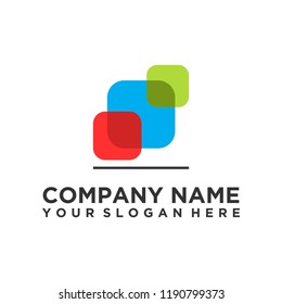 Simple trendy colorful square logo template