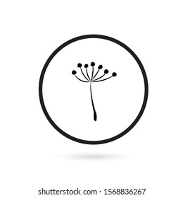 Simple, and trendy dandelion flower sign icon vector illustration in flat design style isolated on white background. Floral nature symbol for logo, user interface, mobile application, website design.