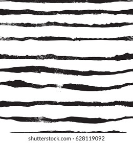 Simple trendy dry brush textured strokes seamless pattern. Hand drawn ink elements on white background. For paper, textile design, creative modern grunge artsy style.