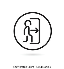 Simple and trendy emergency exit icon vector illustration in outline style isolated on white background. Modern symbol of Exit wayfinding signage.