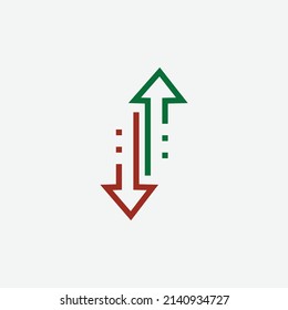 Simple trendy financial arrows of bearish and bullish. stock market volatile icon isolated on white background.