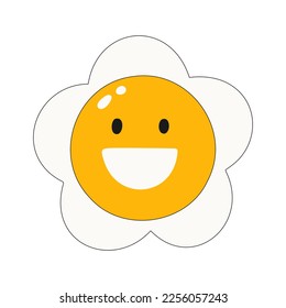 Una flamígomile de moda y sencilla con una cara sonriente. Ilustración vectorial plana aislada en fondo blanco