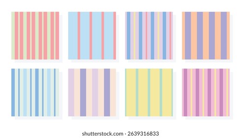 Simple trendy hand drawn vector stripes. Pastel coloured classic stripes set idea for backdrop, banner, textile, home decor, poster, template. Vector illustration.
