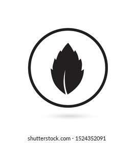Simple and trendy Leaf sign icon vector illustration in flat design style isolated on white background. Floral nature black colored symbol for logo, user interface, mobile application, website design.