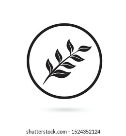 Simple and trendy Leaf sign icon vector illustration in flat design style isolated on white background. Floral nature black colored symbol for logo, user interface, mobile application, website design.