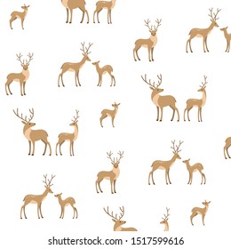 Simple trendy pattern with cartoon forest animal - deer, fallow deer, fawn. Cartoon vector illustration for prints, clothing, packaging and postcards.