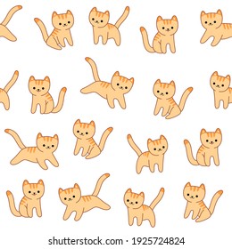 Simple trendy pattern with ginger cat. Cartoon vector illustration for prints, clothing, packaging and postcards. 
